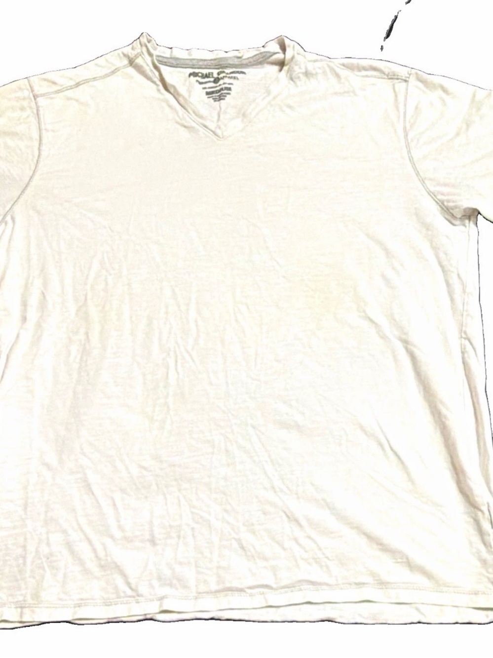 V-Neck Short Sleeve Shirt — Light Gray/White Size M